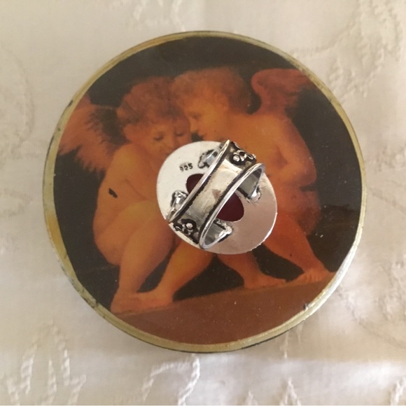 925Silver Red Jade, Semi Precious Large Stone Ring/ Size 8/NWOT - Picture 7 of 7